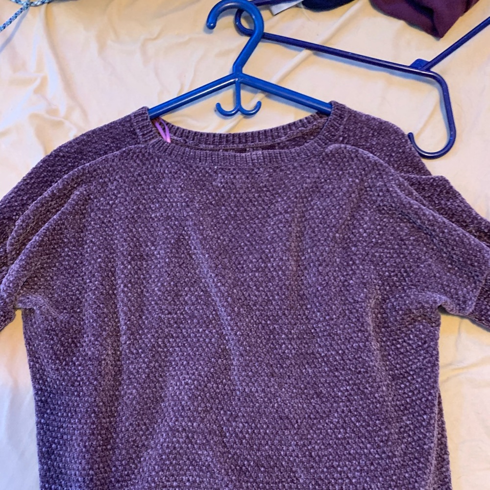 Purple pink rose medium sweater